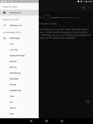 Dating Tips, Pickup Lines, Sms Messages 2020 android App screenshot 1